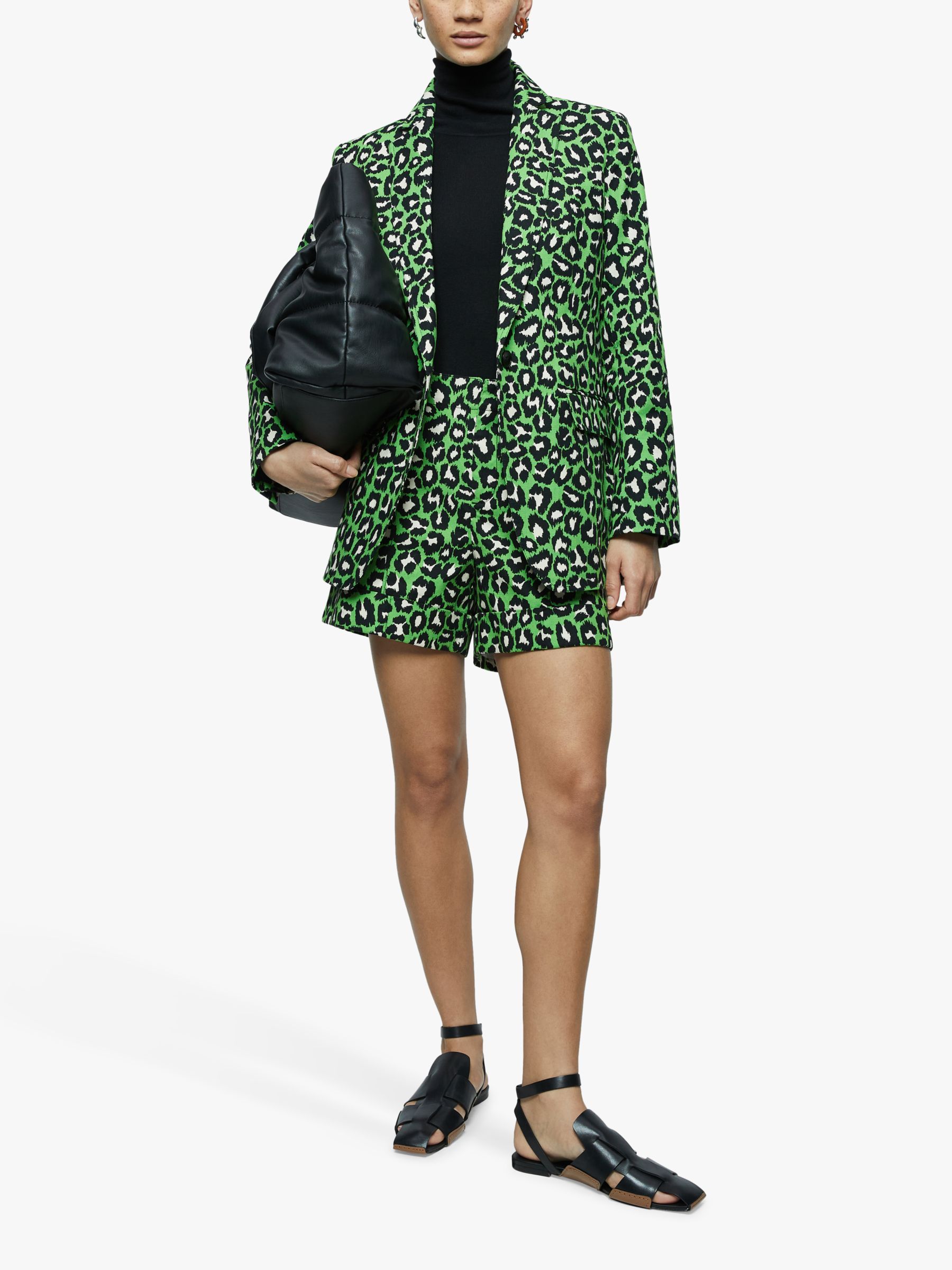 Jigsaw Leopard Print Shorts, Green/Multi