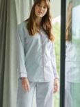 British Boxers Sussex Stripe Crisp Cotton Pyjama Set, Light Grey Stripe