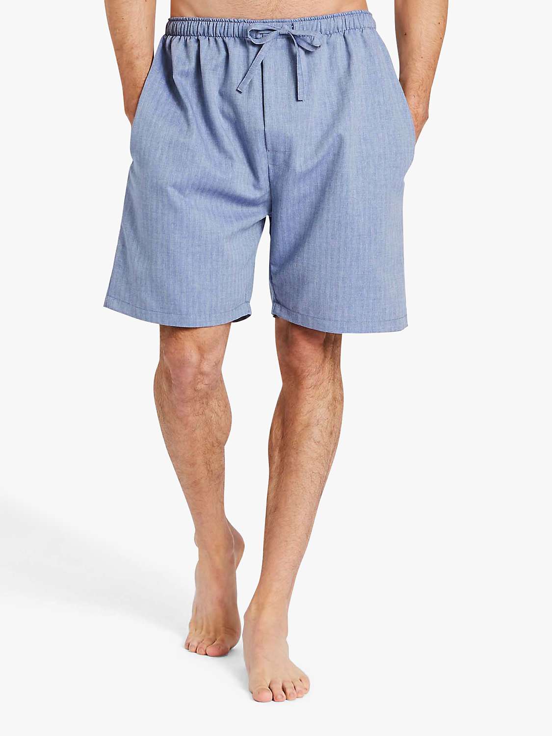 Buy British Boxers Garrison Cotton Twill Herringbone Pyjama Shorts, Blue Online at johnlewis.com