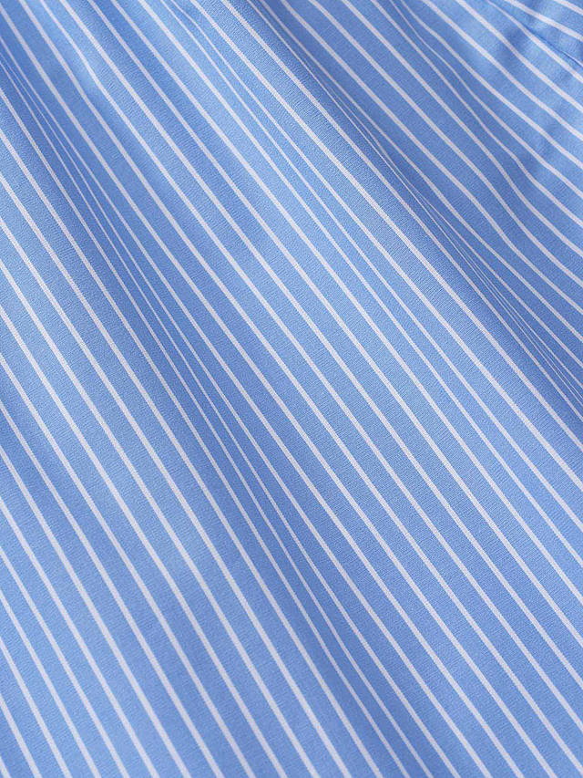 British Boxers Stripe Crisp Cotton Sleep Shorts, Light Blue Stripe