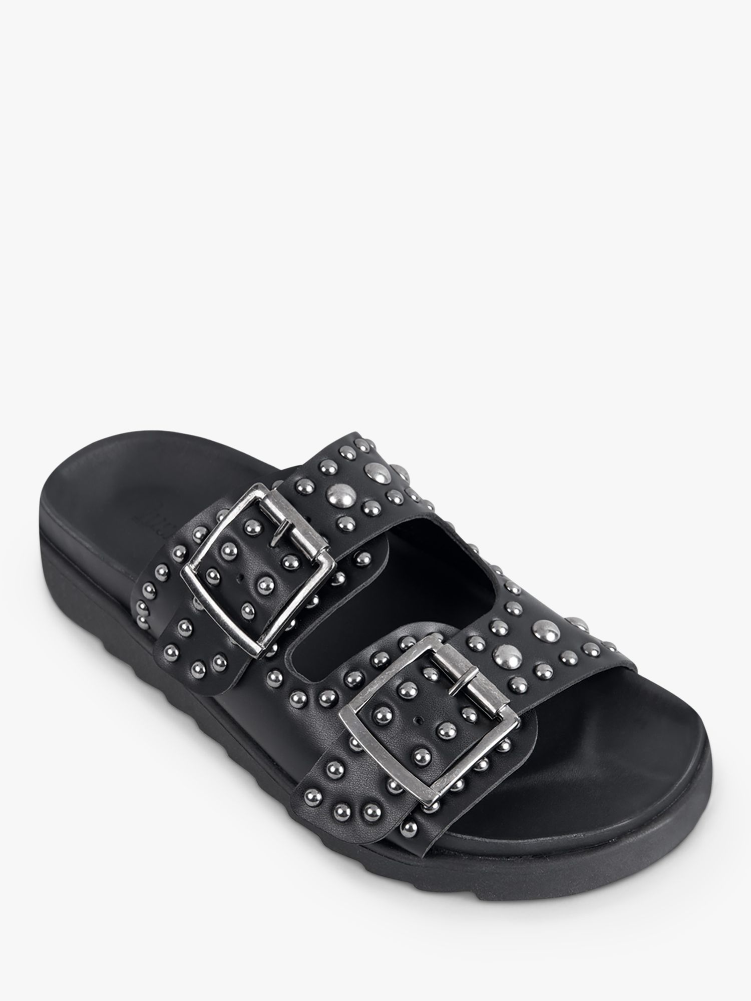 Birkenstock arizona studded black hot sale leather