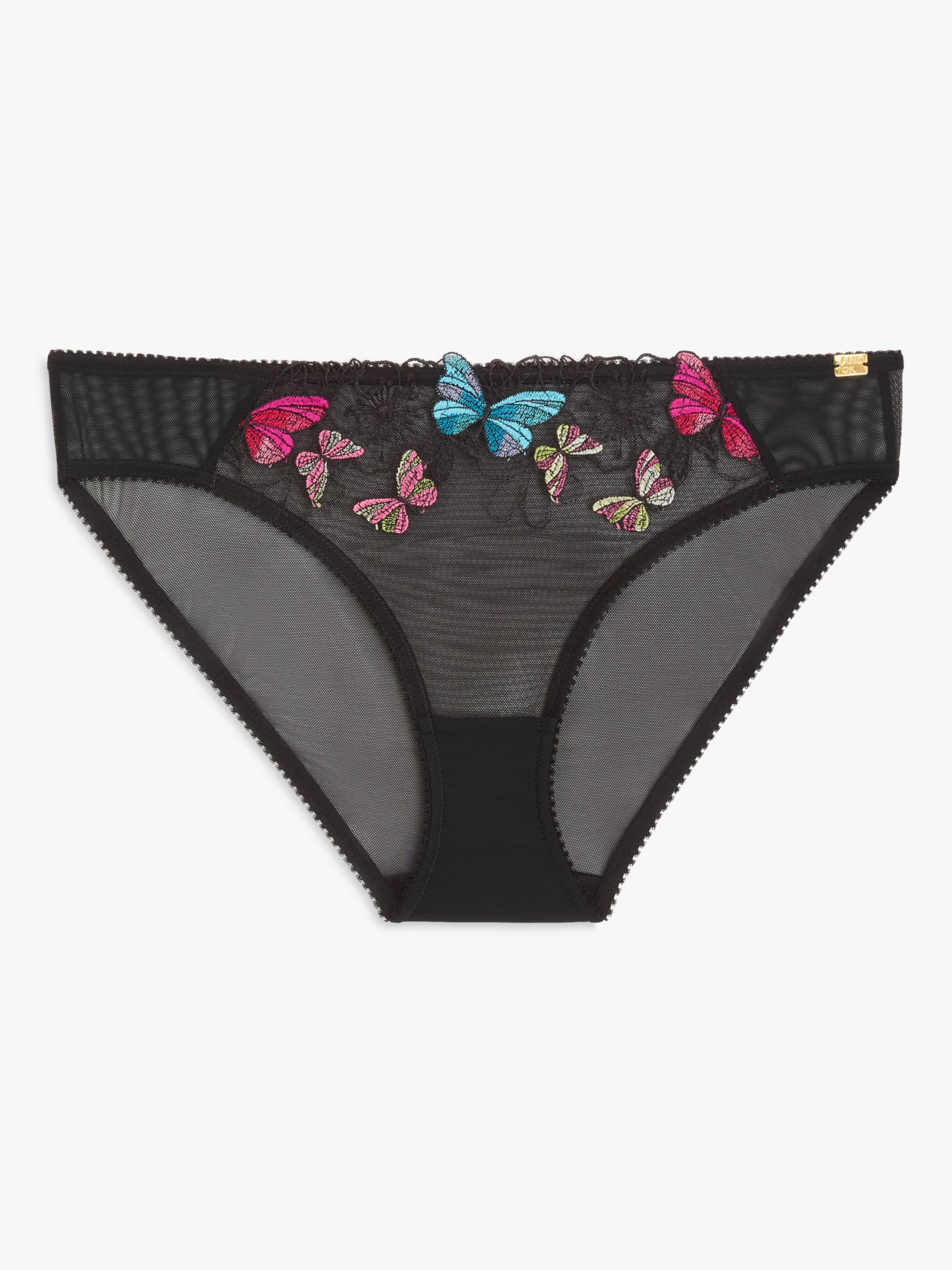 AND/OR Kiki Butterfly Embroidered Knickers, Black, 8