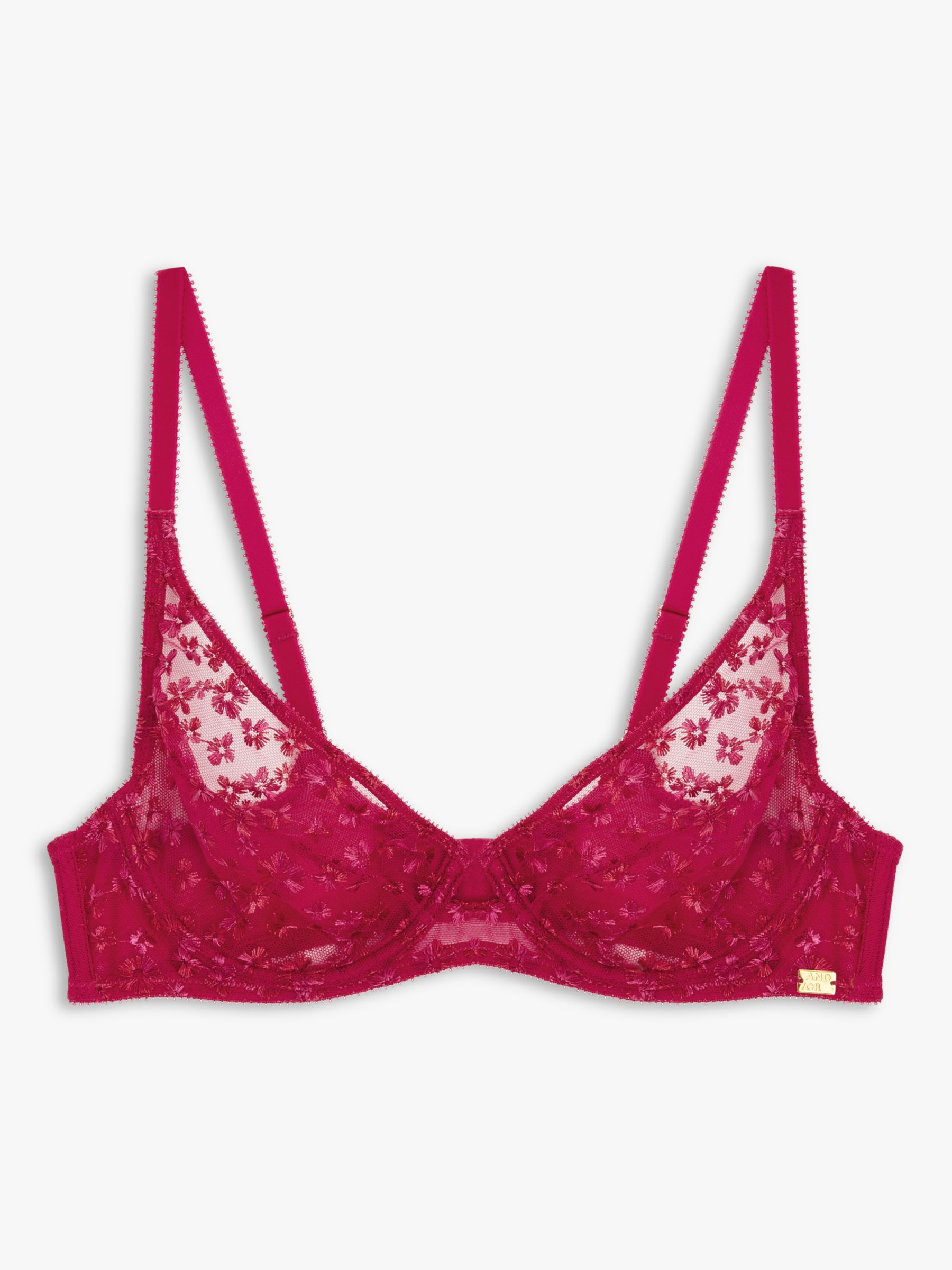 AND/OR Sienna Ditsy Hi Apex Non Padded Underwired Bra, Pink Ombre, 32B