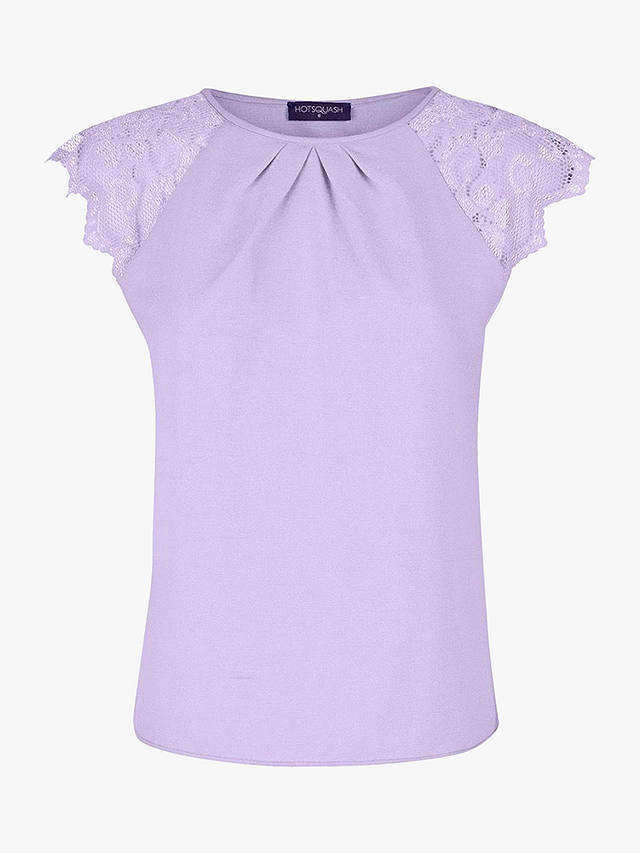 HotSquash Lace Sleeved Crepe Top, Lilac