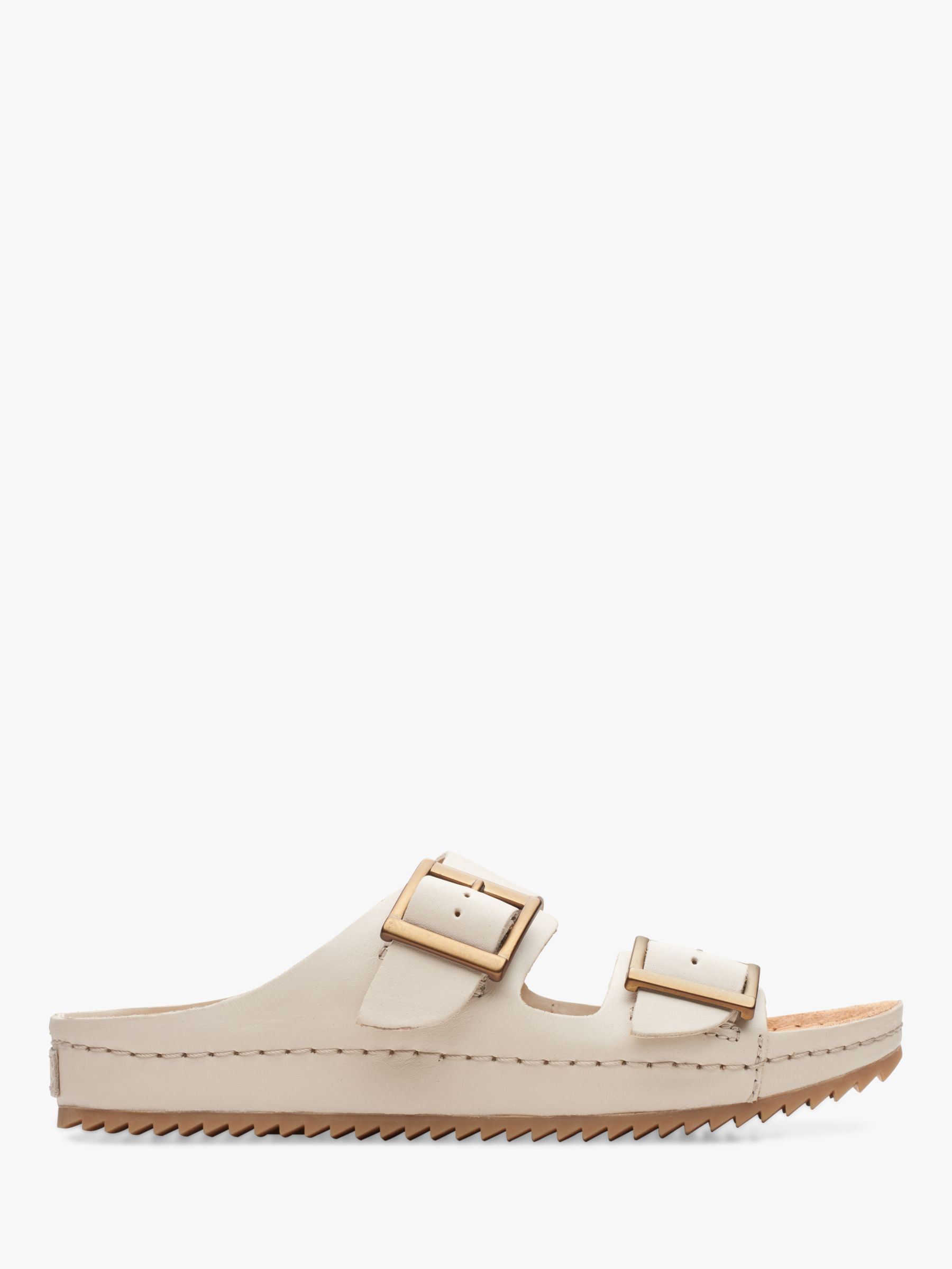 Clarks Brookleigh Sun Leather Footbed Sandals, Ivory at John Lewis ...