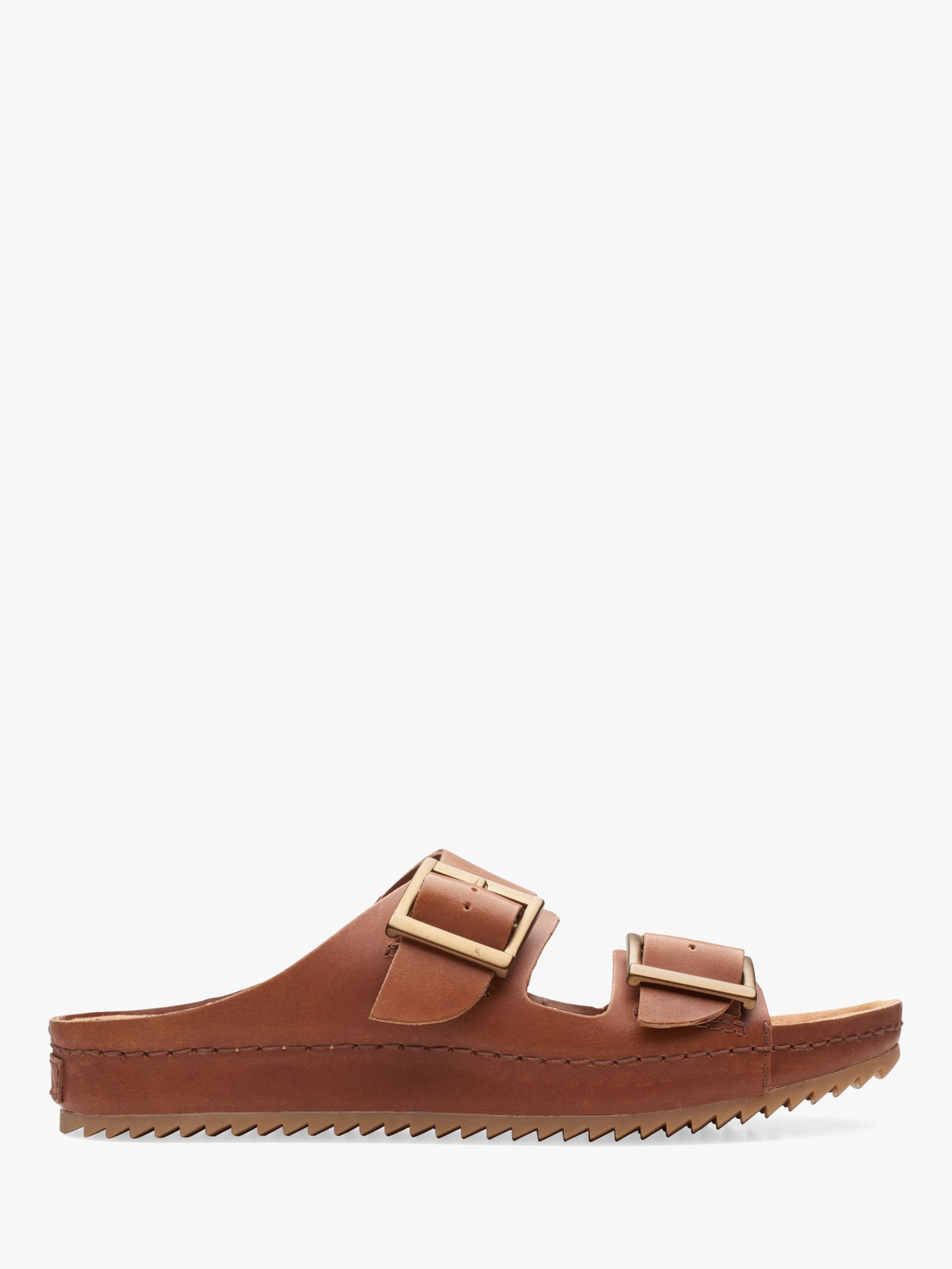 Clarks Brookleigh Sun Leather Footbed Sandals, Dark Tan at John Lewis ...