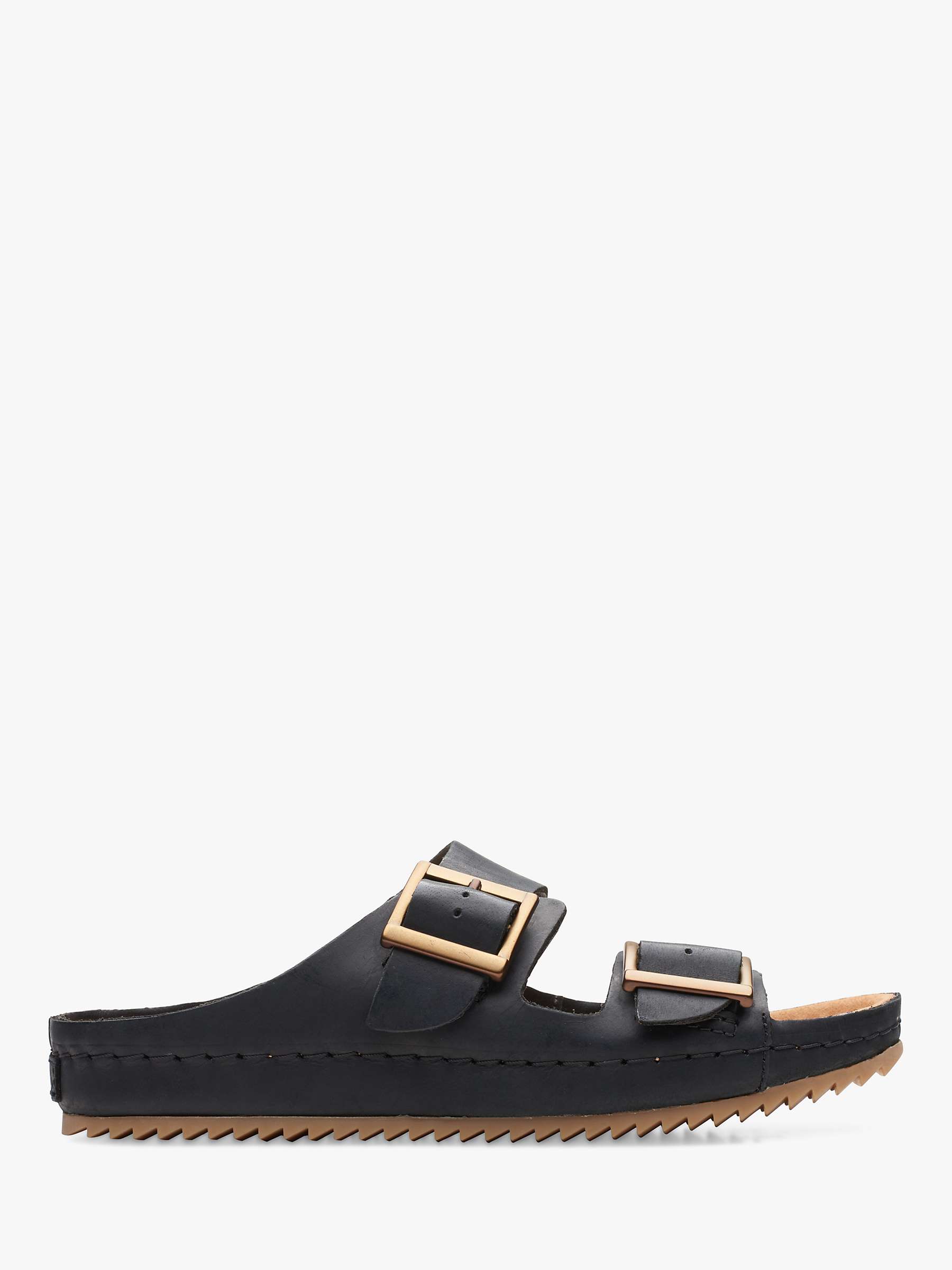 Clarks Brookleigh Sun Leather Footbed Sandals, Black at John Lewis ...