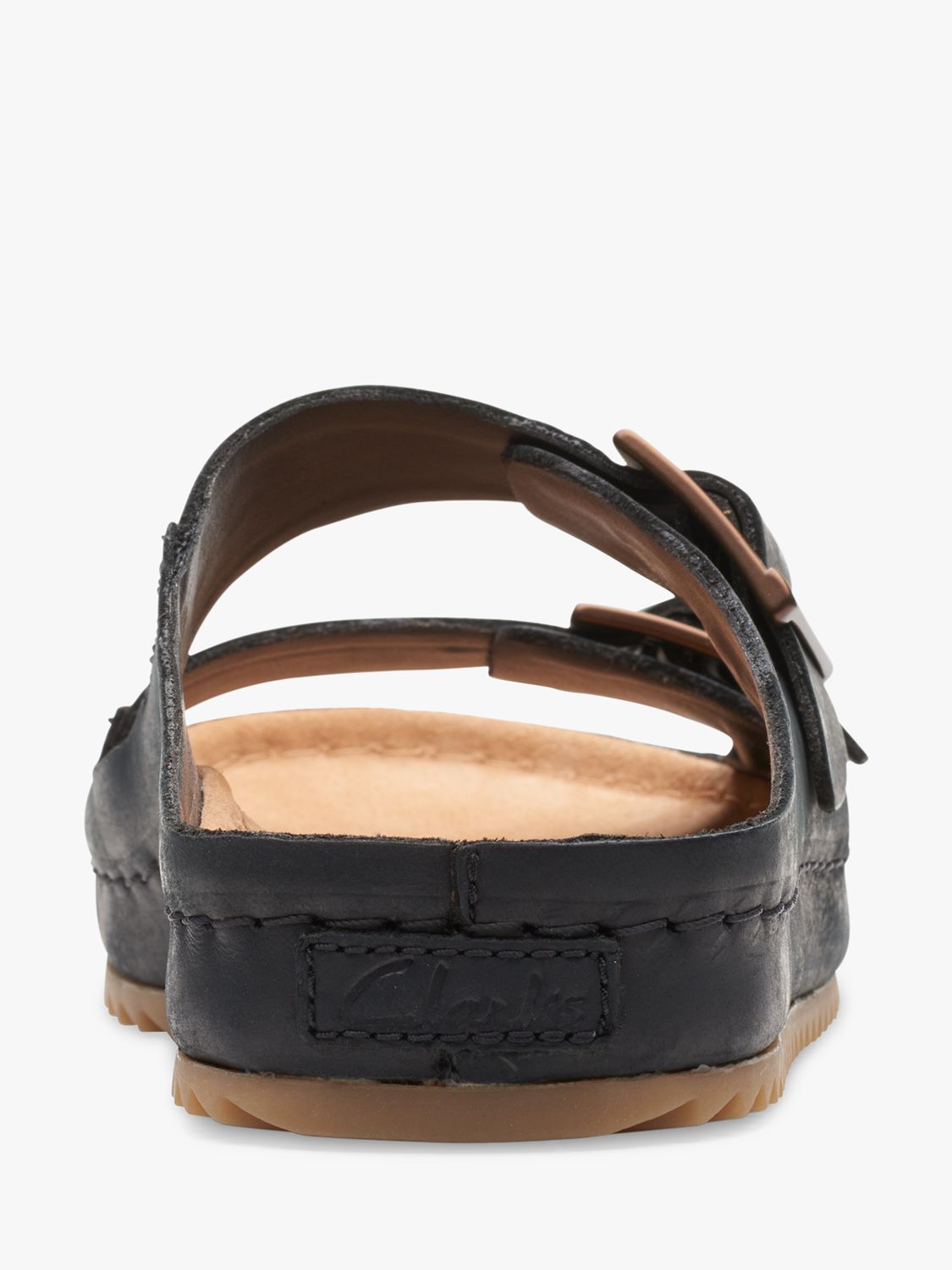 Clarks Brookleigh Sun Leather Footbed Sandals, Black at John Lewis ...