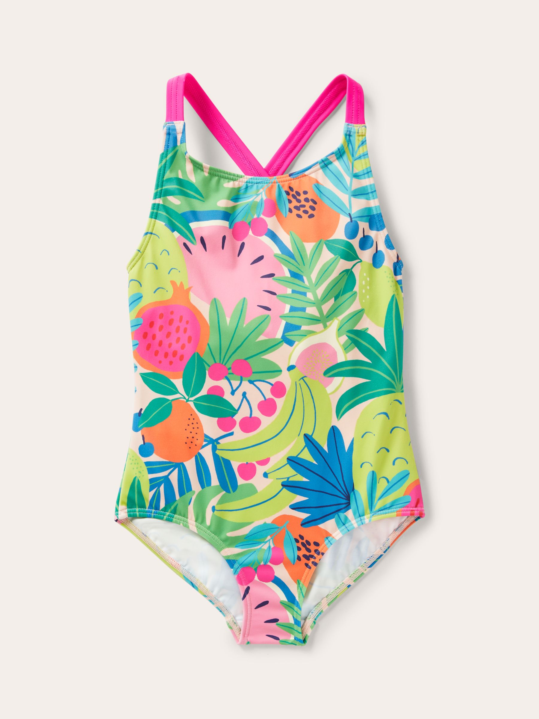 Mini Boden Kids' Tropical Fruit Cross Back Swimsuit