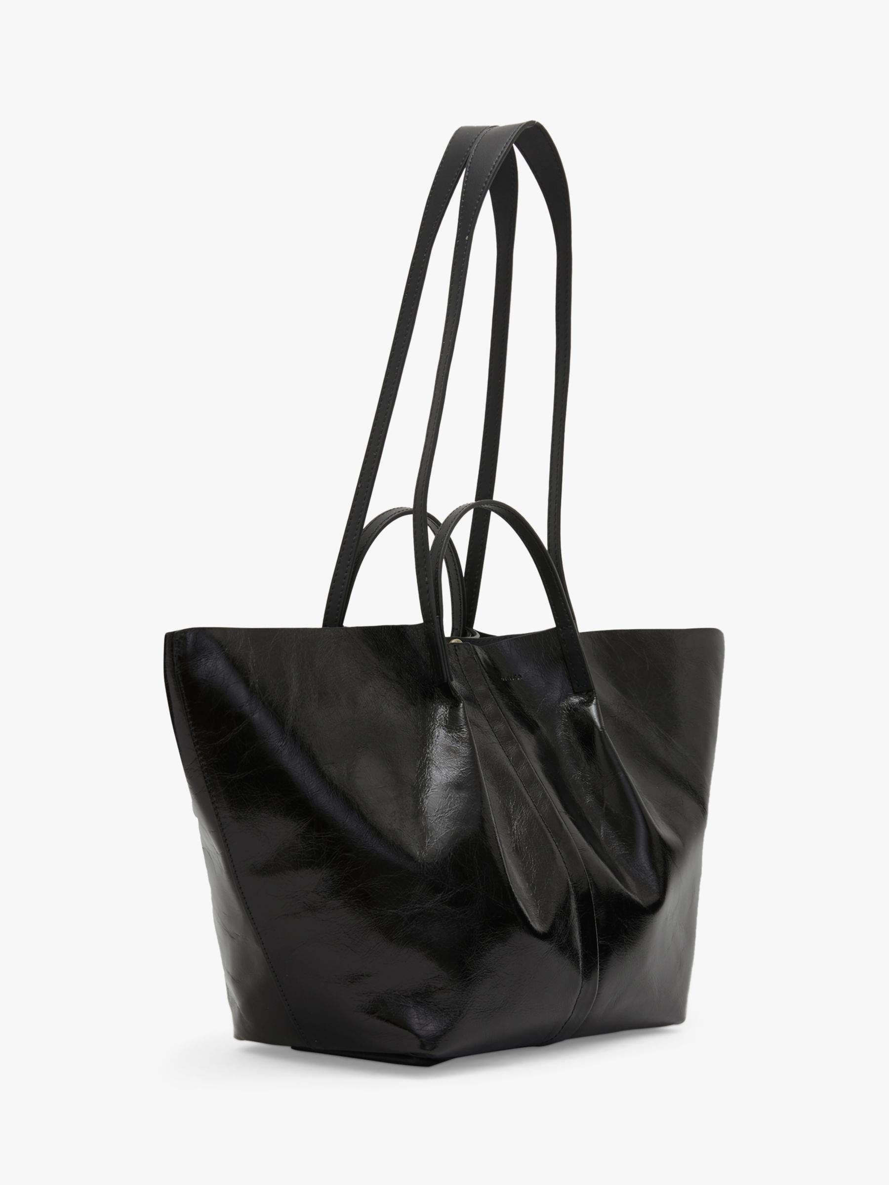 AllSaints Odette Leather Tote Bag, Black at John Lewis & Partners