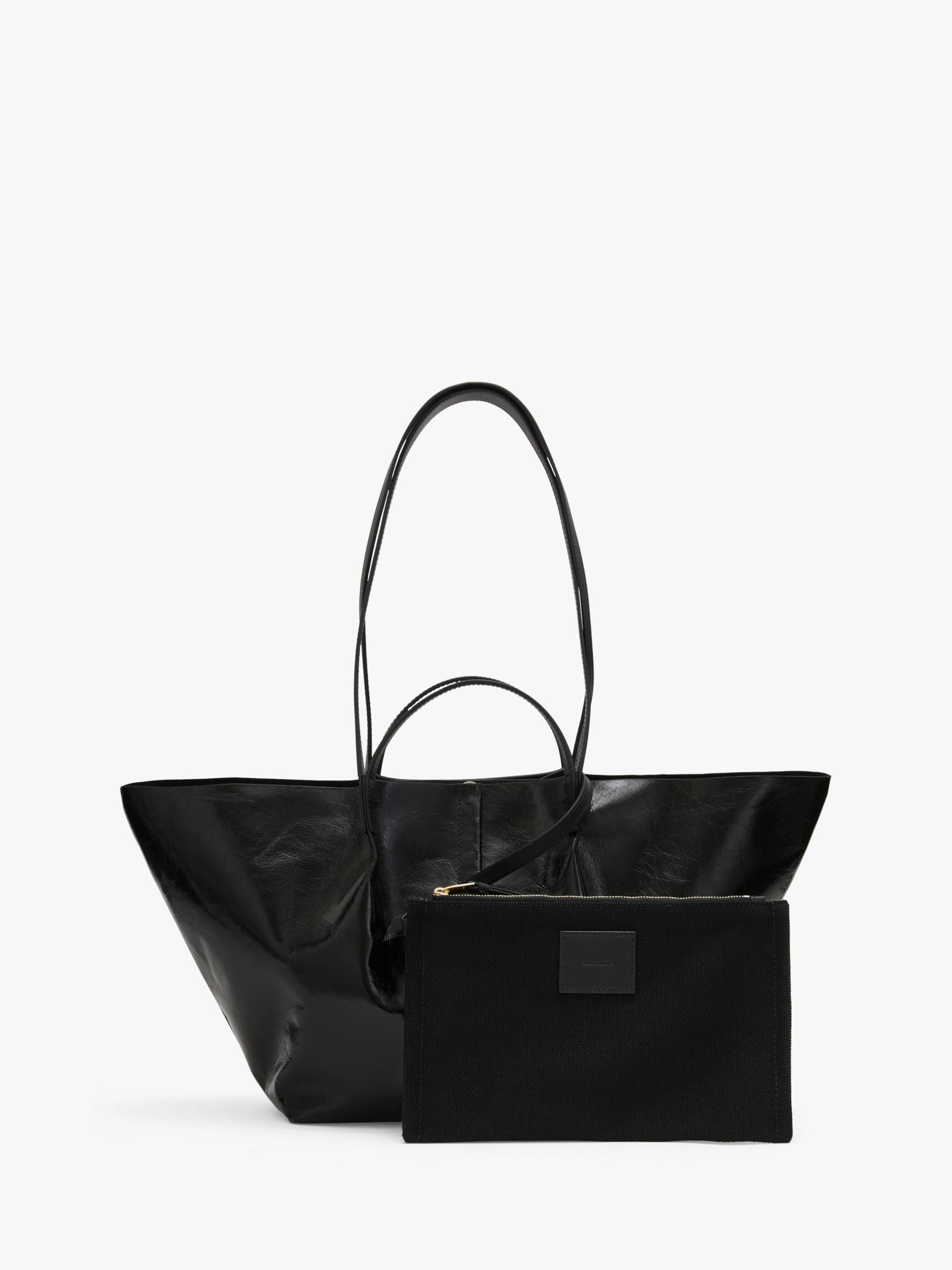 AllSaints Odette Leather Tote Bag, Black at John Lewis & Partners