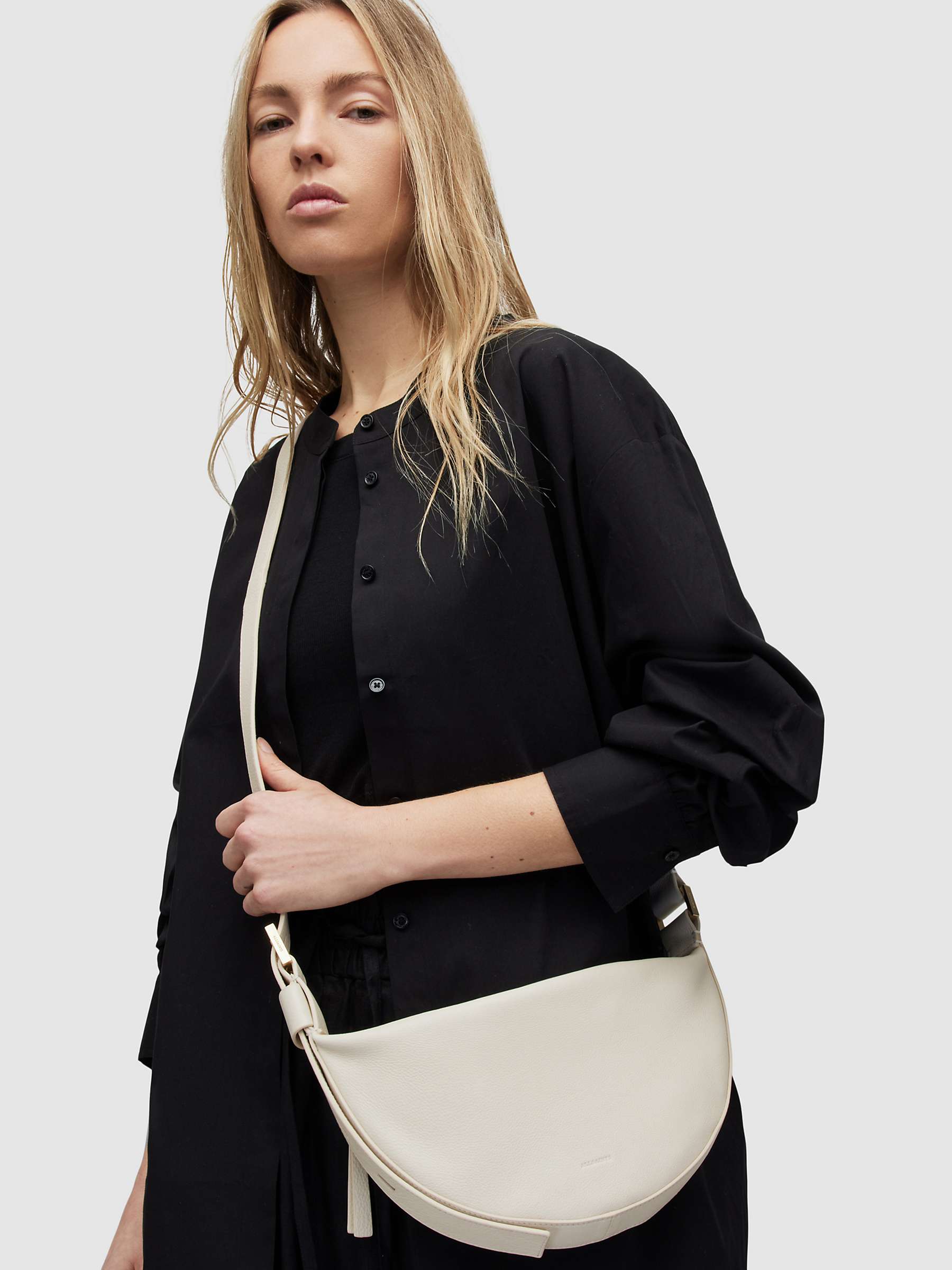 Buy AllSaints Half Moon Leather Cross Body Bag Online at johnlewis.com