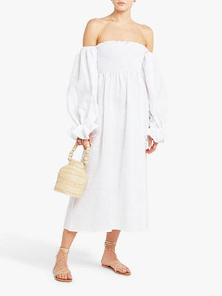 o.p.t Athena Puff Sleeve Midi Dress, White