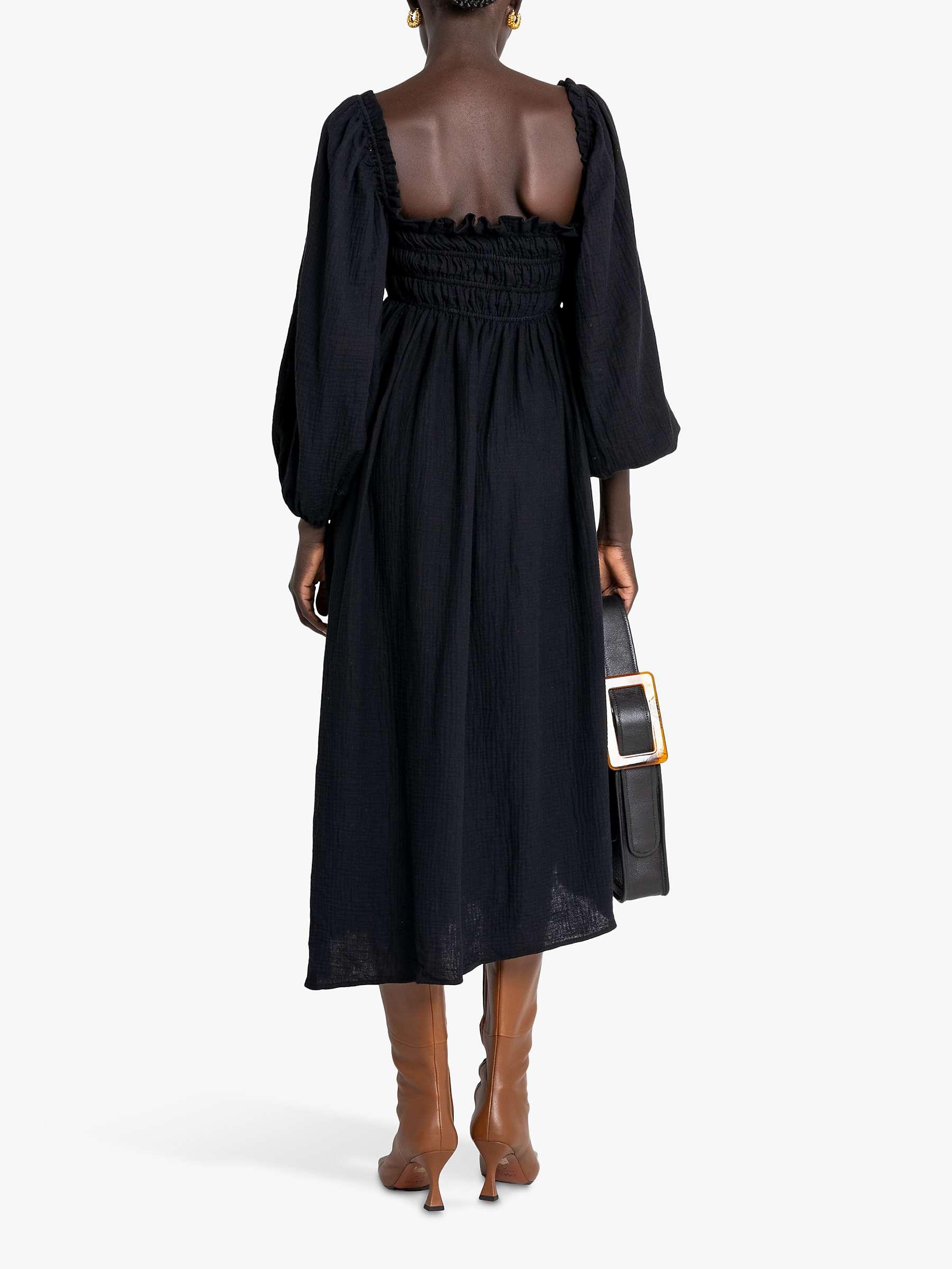 Buy o.p.t Santana Puff Sleeve Midi Dress, Black Online at johnlewis.com