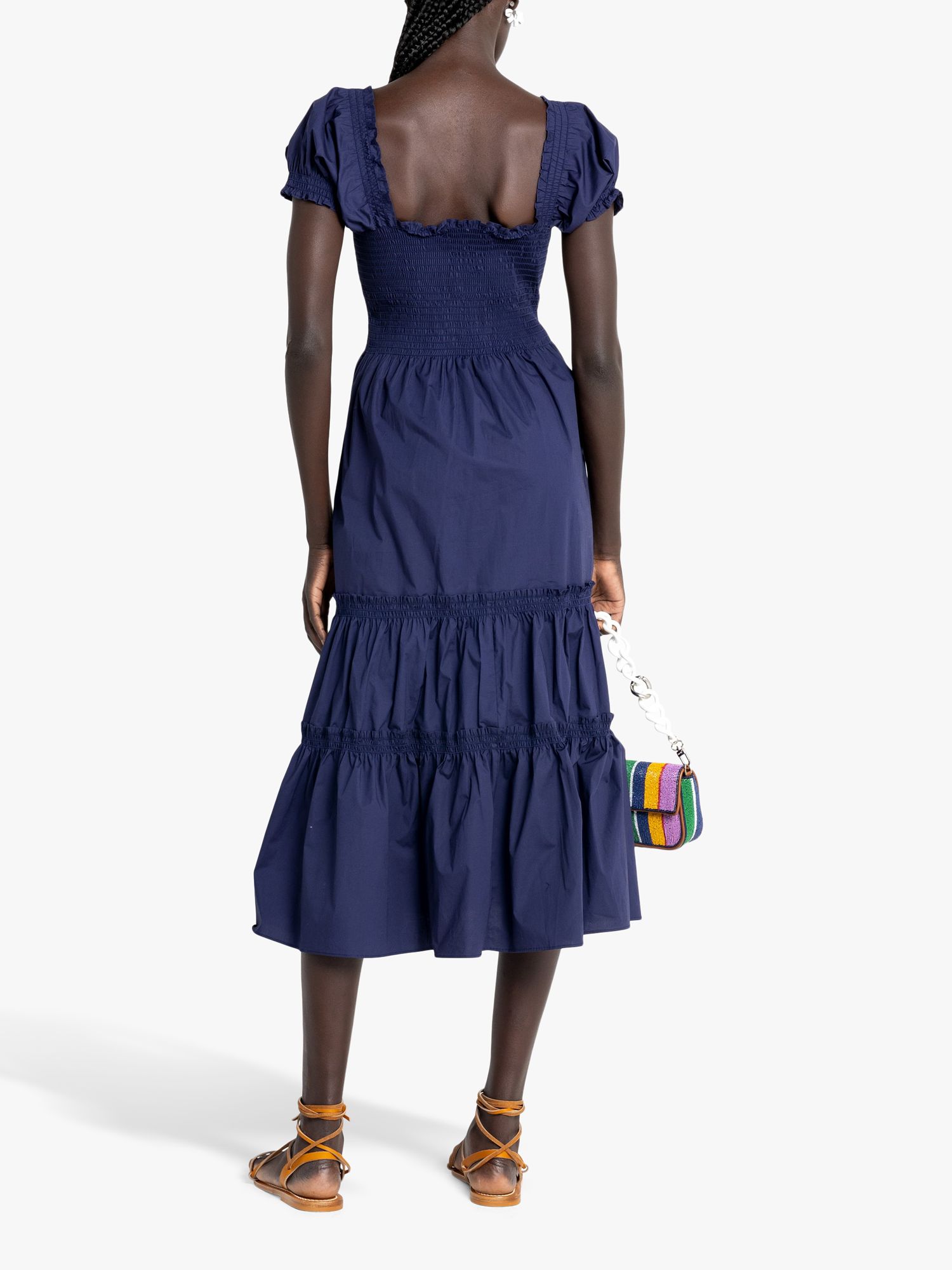 o.p.t Daphne Tiered Midi Dress, Navy at John Lewis & Partners