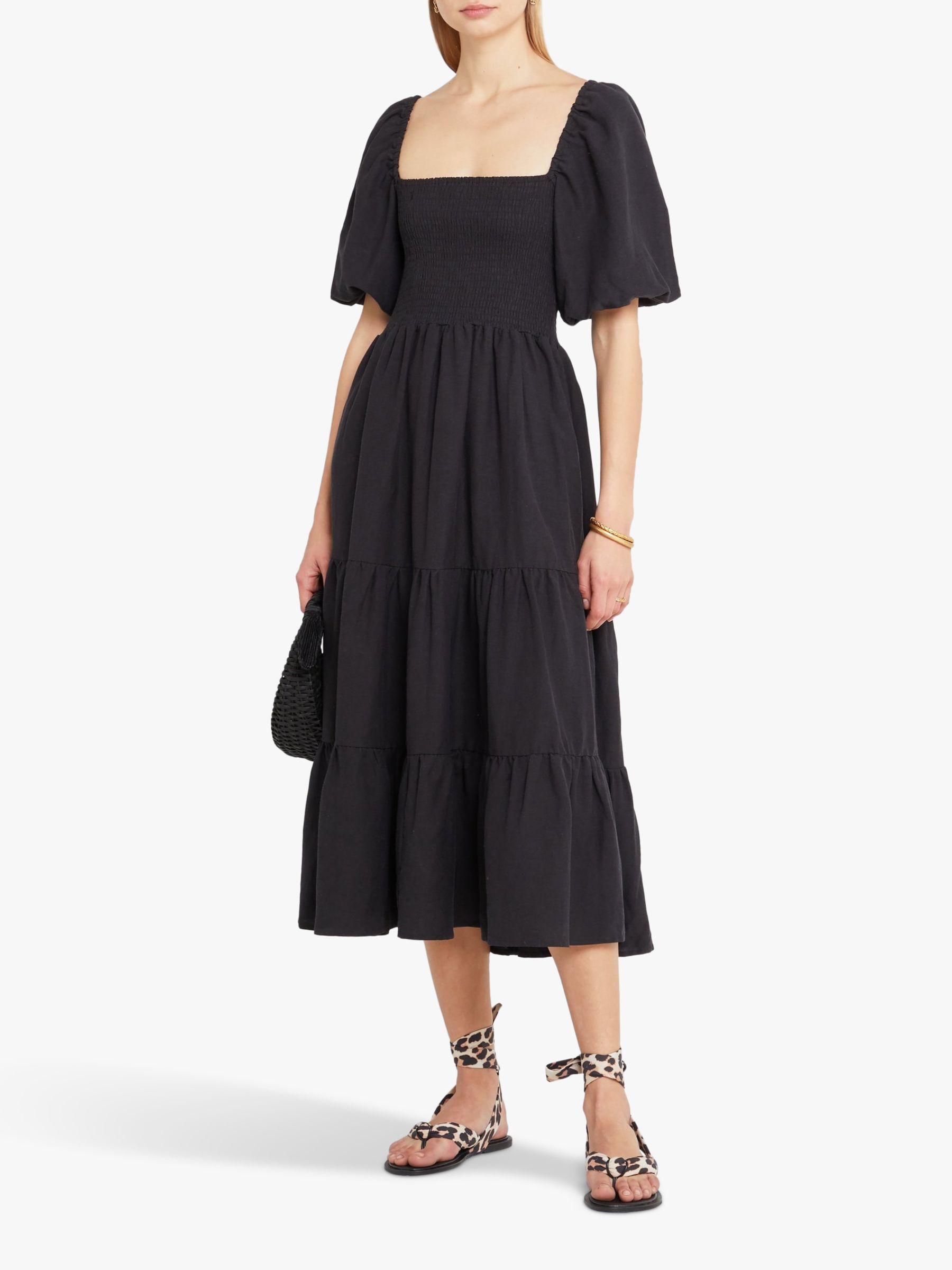o.p.t Hera Linen Blend Dress, Black at John Lewis & Partners