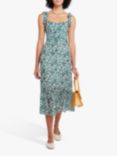 o.p.t Toile de Jouy Floral Print Sleeveless Midi Dress, Green