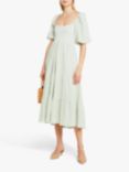 o.p.t Hera Linen Blend Gingham Dress, Green