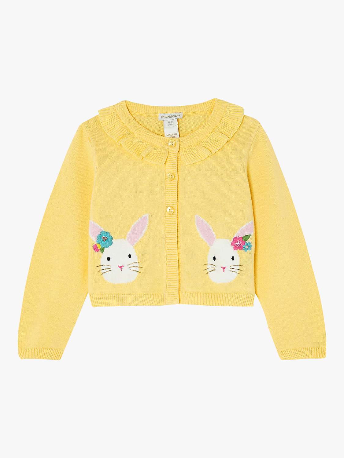 Buy Monsoon Baby Bunny Pocket Cardigan, Yellow Online at johnlewis.com
