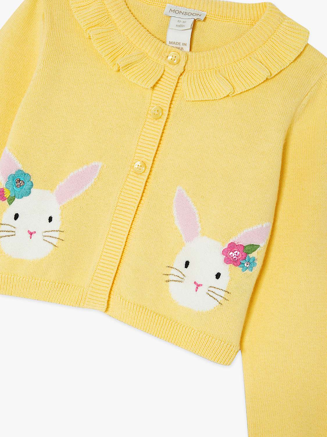 Buy Monsoon Baby Bunny Pocket Cardigan, Yellow Online at johnlewis.com