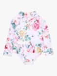 Monsoon Baby Sunsafe Floral Print Long Sleeve Swimsuit, Pink