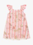 Monsoon Kids' Stripe Sequin Trapeze Dress, Pink