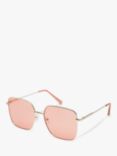 Mango Julia Women's Square Sunglasses, Pastel Pink
