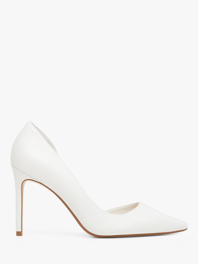 Mango Audrey Asymmetric Stiletto Court Shoes, White at John Lewis ...