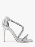 Dune Mesme Embellished Strap Court Shoes, Silver, Silver