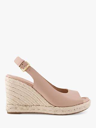 Dune Kimmy Leather Wedge Heel Peep Toe Sandals, Pink