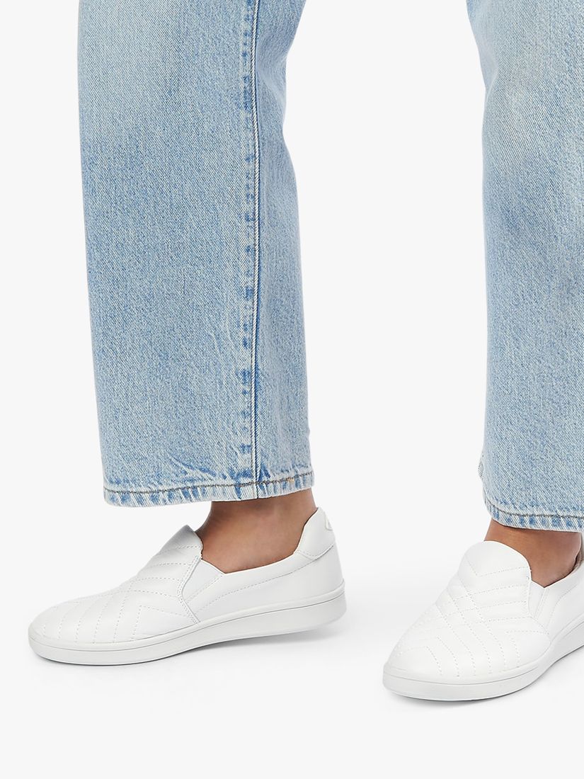 Dune Effortless Leather Slip On Trainers, White at John Lewis & Partners