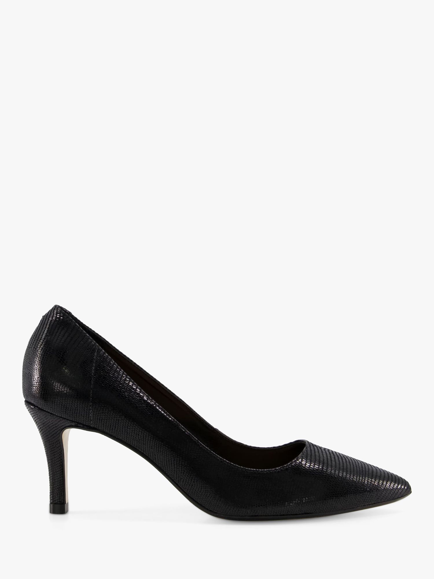 Dune Andina Leather Court Shoes, Black, 3