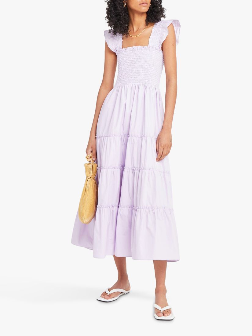 kourt Calypso Smocked Bodice Midi Dress, Lilac at John Lewis & Partners