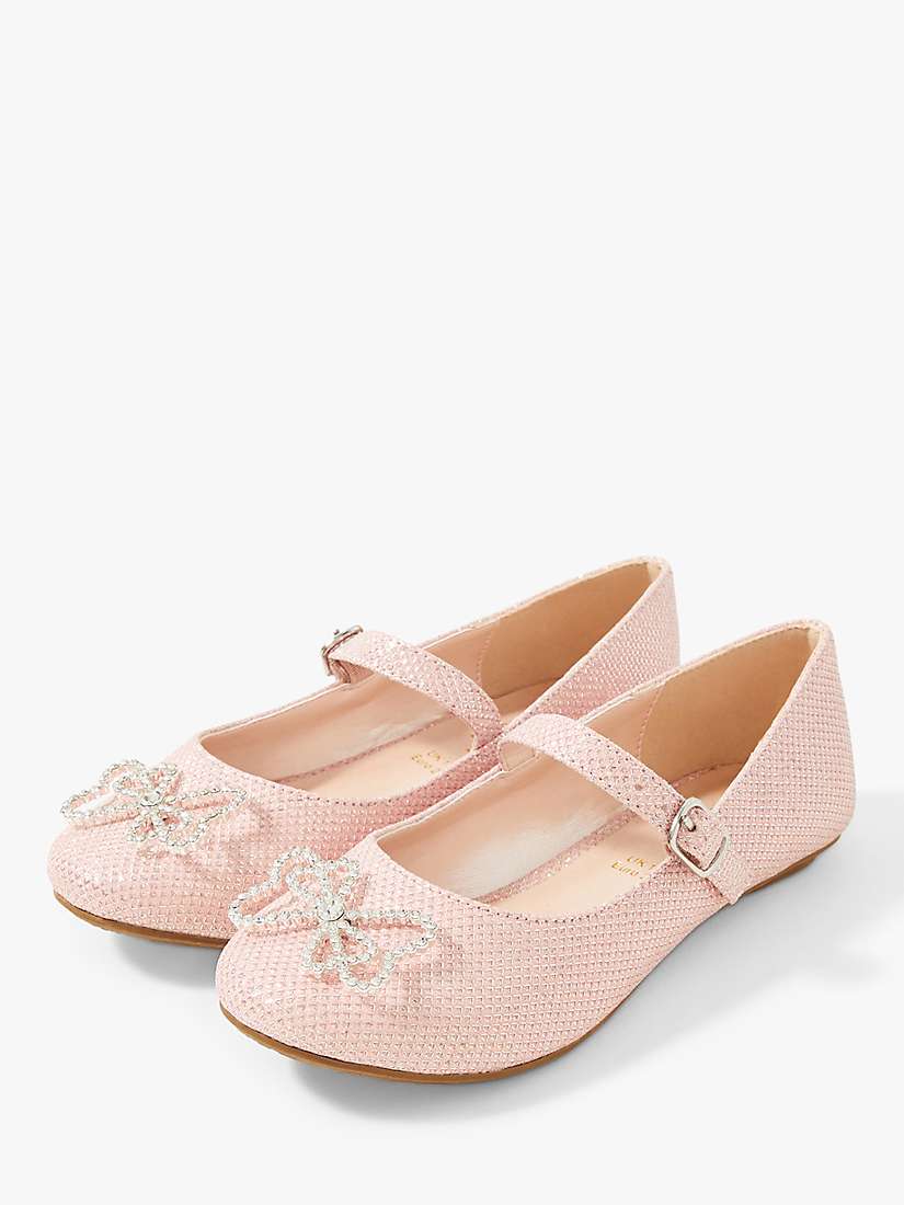 Childrens/Kids/Girls Slip On Glittery Diamante Ballerina Dolly Shoes Pumps 