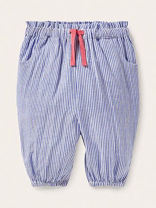 Mini Boden Baby Stripe Paperbag Trousers, Bluebell