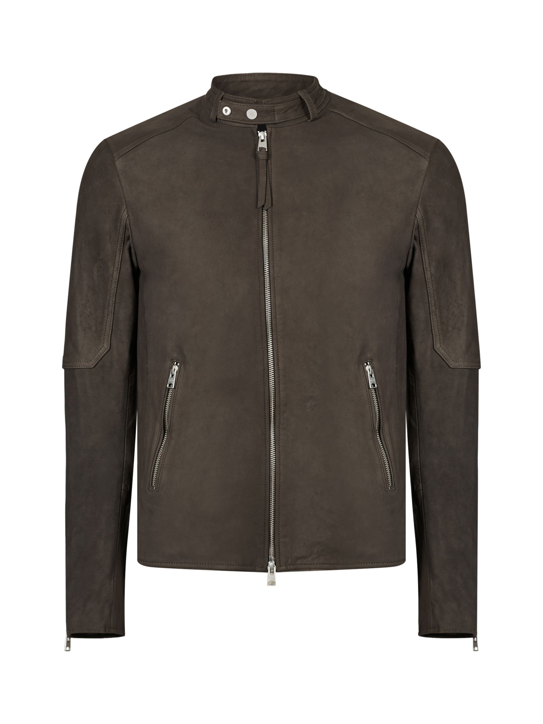 AllSaints Cora Leather Jacket, Charcoal at John Lewis & Partners