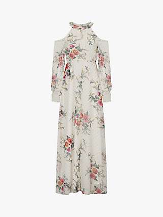 Frock and Frill Primrose Floral Cold Shoulder Maxi Dress, White
