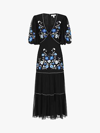 Frock and Frill Eveline Embroidered Maxi Dress, Navy