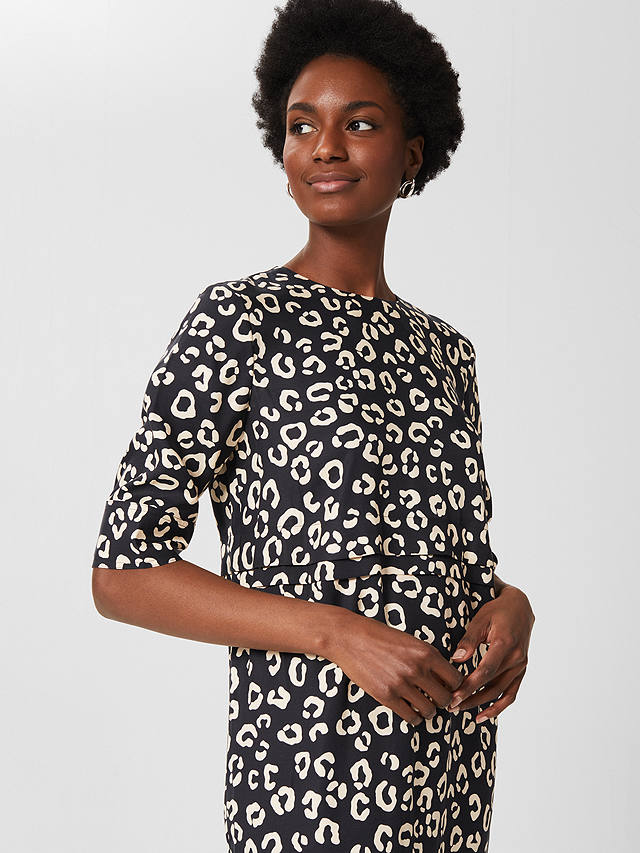 Hobbs Iza Leopard Print Tunic Dress, Navy/Ivory