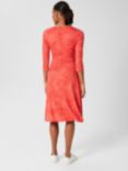 Hobbs Fara Heart Print Jersey Midi Dress, Red/Pink