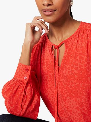Hobbs Alison Heart Blouse, Red/Pink