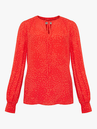 Hobbs Alison Heart Blouse, Red/Pink