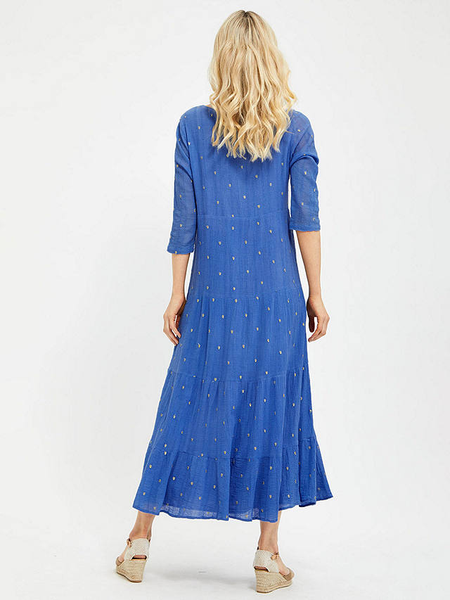 Aspiga Embroidered Maxi Dress, Marina Blue/Gold