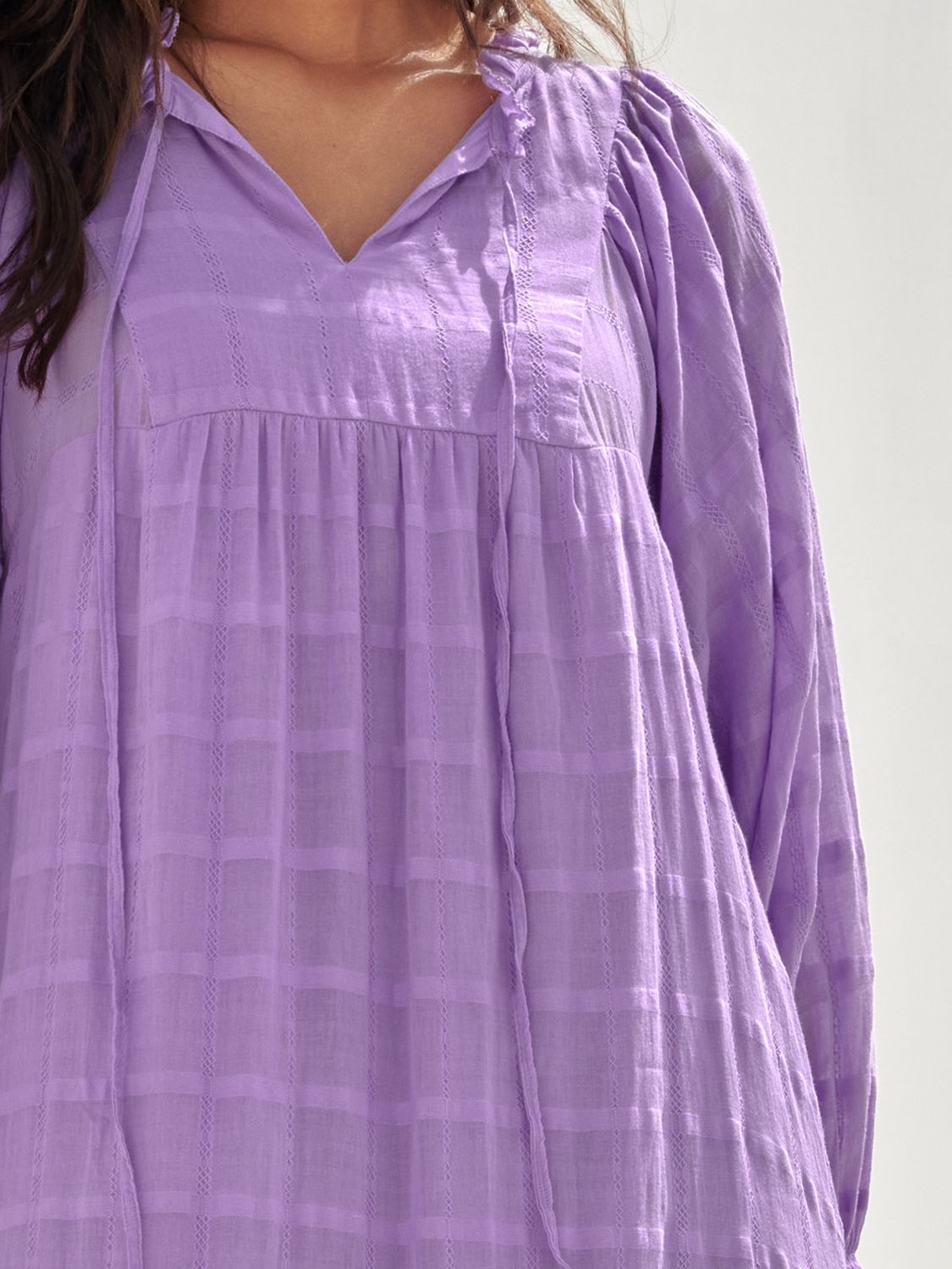 Aspiga Boho Cotton Midi Dress, Lilac, XS