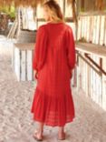 Aspiga Boho Cotton Midi Dress, Hot Coral