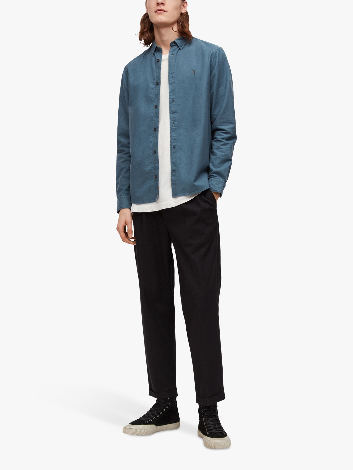 AllSaints Hermosa Shirt, Stormy Grey at John Lewis & Partners