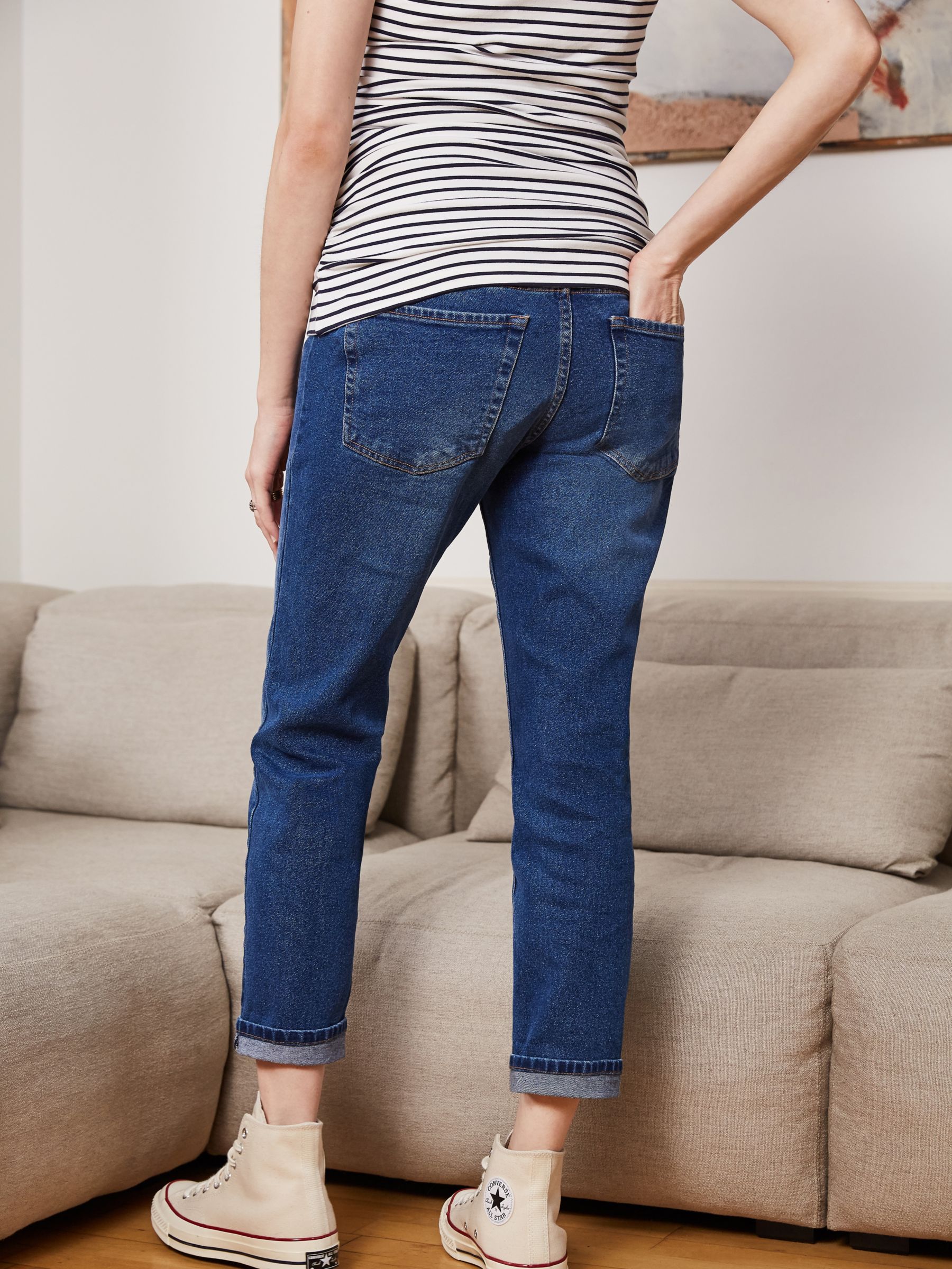 Isabella Oliver Over Bump Boyfriend Cut Maternity Jeans, Washed Indigo at  John Lewis & Partners