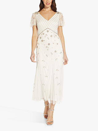 Adrianna Papell Petite Beaded A-Line Dress, Ivory