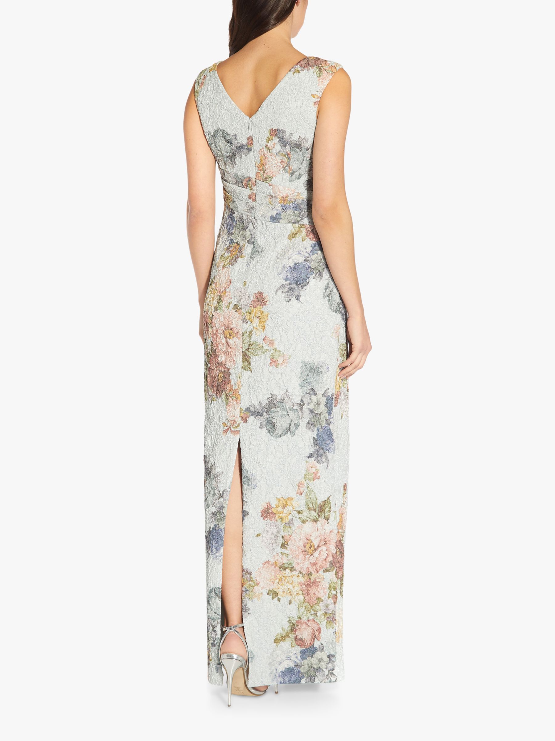 Adrianna Papell Matelasse Floral Maxi Dress Sky Blue Multi at