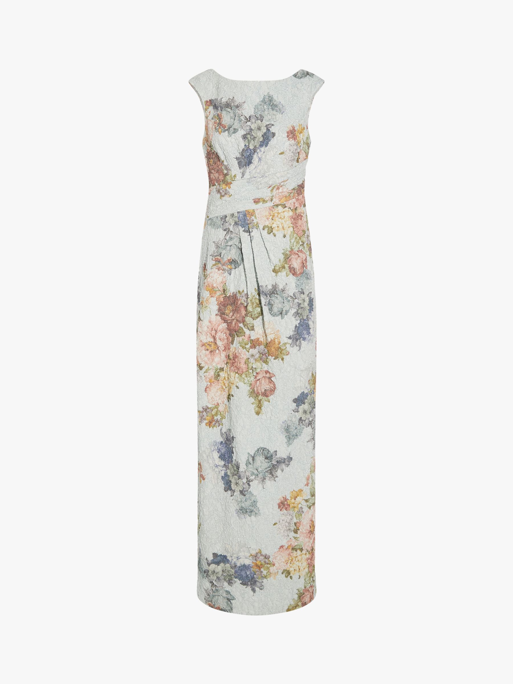 Adrianna Papell Matelasse Floral Maxi Dress Sky Blue Multi at